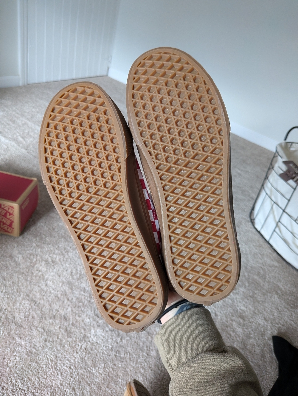 Vans Red White Checkerboard Low-Top Sneakers - Picture 4 of 6